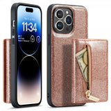 Dg.Ming iPhone 15 Pro Max Skal M3 Series Löstagbar Korthållare Glitter Roseguld