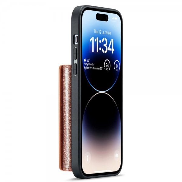 Dg.Ming iPhone 15 Pro Max Skal M3 Series Löstagbar Korthållare Glitter Roseguld