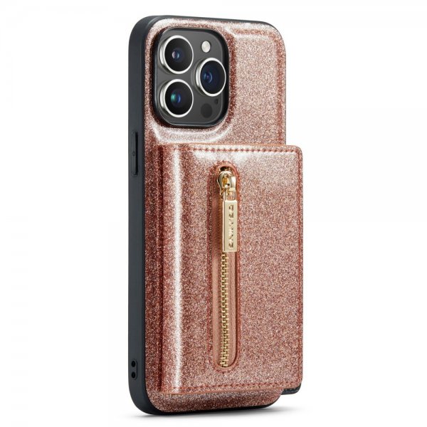 Dg.Ming iPhone 15 Pro Max Skal M3 Series Löstagbar Korthållare Glitter Roseguld