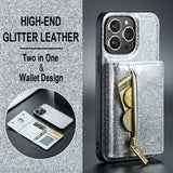 Dg.Ming iPhone 15 Pro Max Skal M3 Series Löstagbar Korthållare Glitter Silver