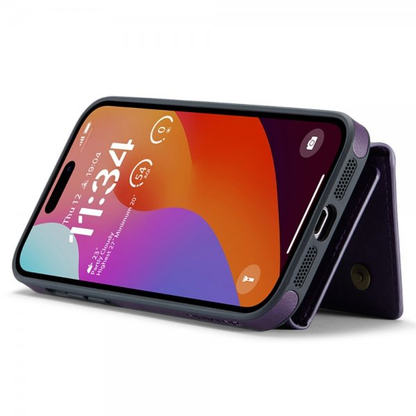 Dg.Ming iPhone 15 Pro Max Skal M5 Series Löstagbar Korthållare Lila