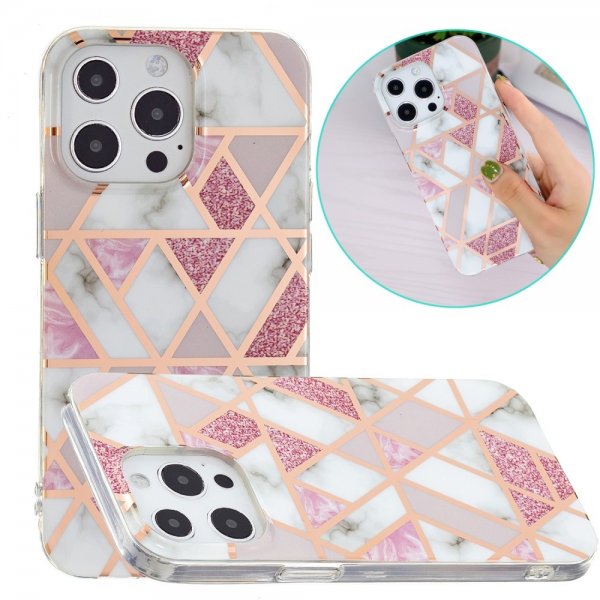 iPhone 15 Pro Max Skal Marmormönster Rosa Grå