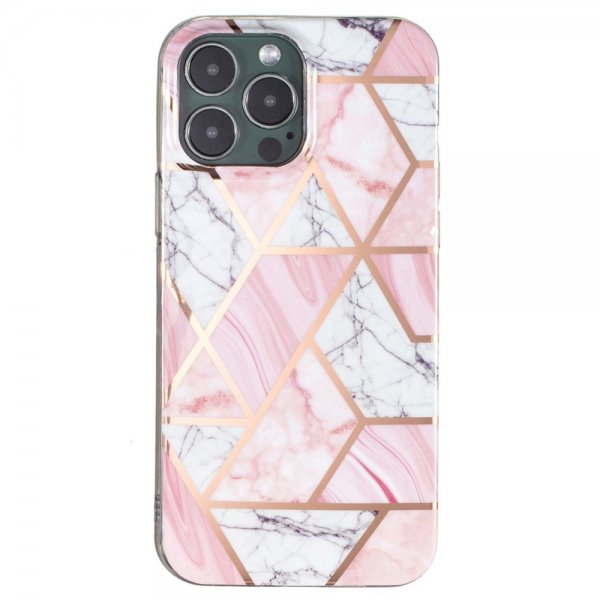 iPhone 15 Pro Max Skal Marmormönster Rosa Vit