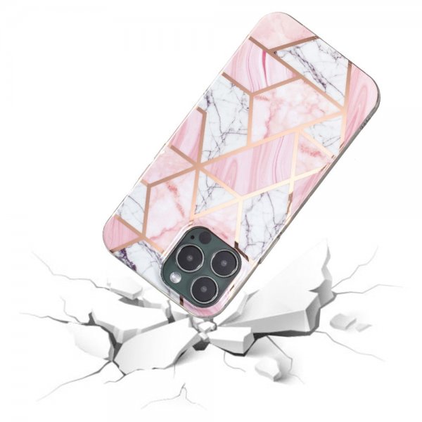 iPhone 15 Pro Max Skal Marmormönster Rosa Vit
