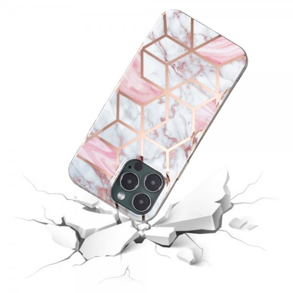 iPhone 15 Pro Max Skal Marmormönster Vit Rosa