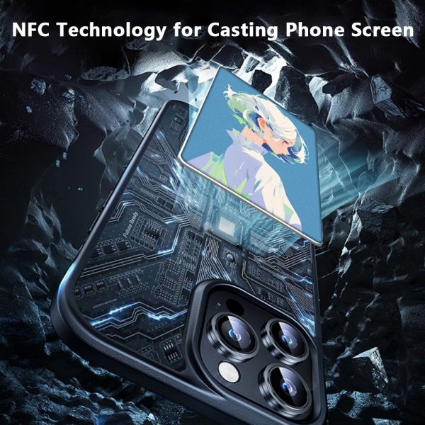 iPhone 15 Pro Max Skal med Inbyggd Display E Ink Case Svart