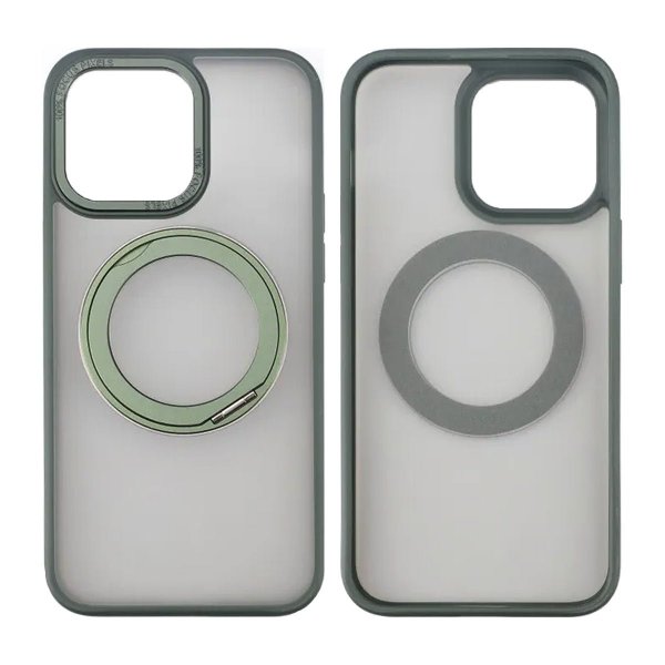 Rvelon iPhone 15 Pro Max Skal Roterbart MagSafe Stativ Grön