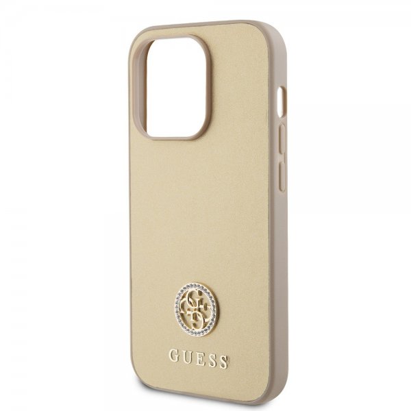 Guess iPhone 15 Pro Max Skal Metal Logo Strass Guld