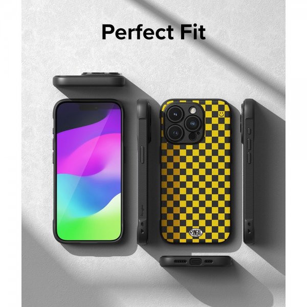 Ringke iPhone 15 Pro Max Skal Onyx Design Checkerboard Yellow