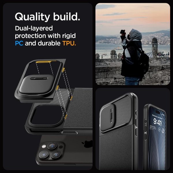 Spigen iPhone 15 Pro Max Skal Optik Armor MagFit Svart