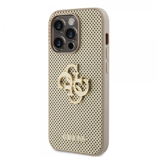 Guess iPhone 15 Pro Max Skal Perforated Glitter Guld