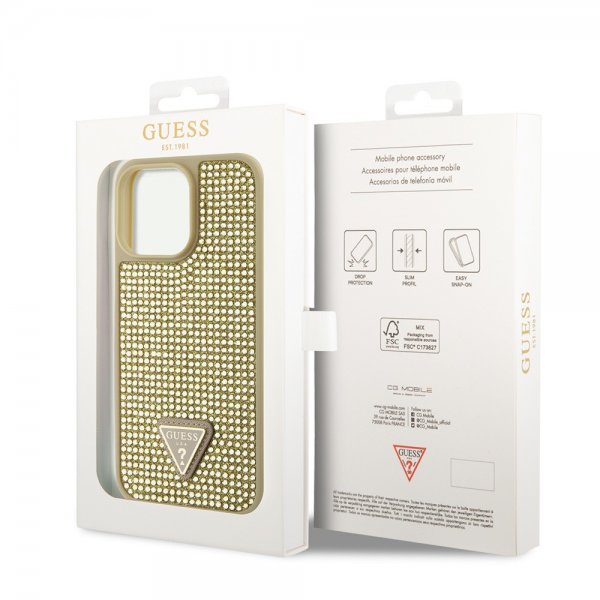 Guess iPhone 15 Pro Max Skal Rhinestone Guld