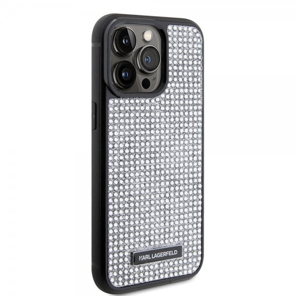 Karl Lagerfeld iPhone 15 Pro Max Skal Rhinestone Silver