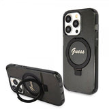 Guess iPhone 15 Pro Max Skal Ring Stand Glitter MagSafe Svart
