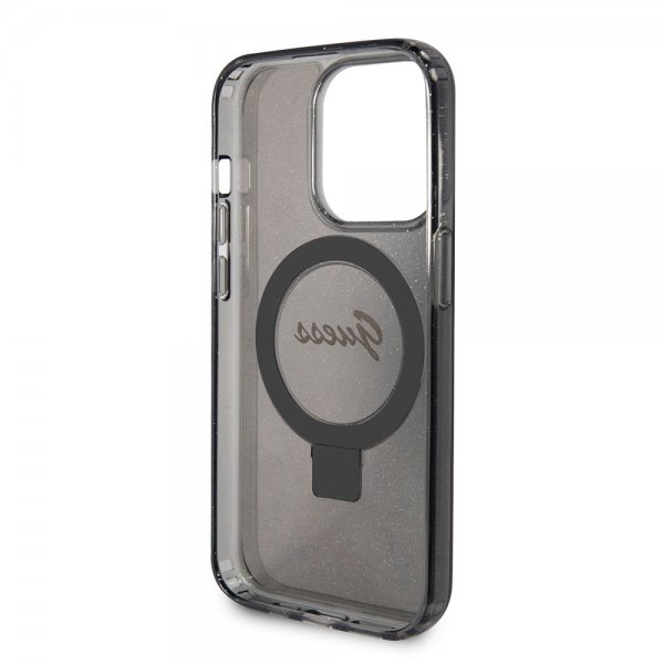 Guess iPhone 15 Pro Max Skal Ring Stand Glitter MagSafe Svart