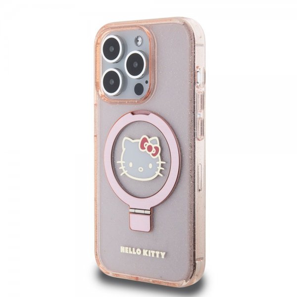 Hello Kitty iPhone 15 Pro Max Skal Ring Stand MagSafe Rosa