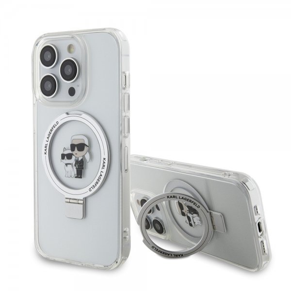 Karl Lagerfeld iPhone 15 Pro Max Skal Ring Stand MagSafe Vit