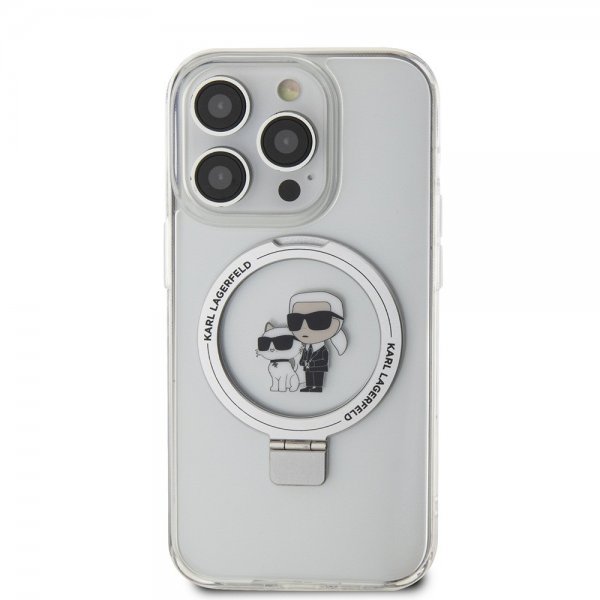 Karl Lagerfeld iPhone 15 Pro Max Skal Ring Stand MagSafe Vit