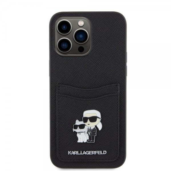 Karl Lagerfeld iPhone 15 Pro Max Skal Saffiano Double Cardslot Svart