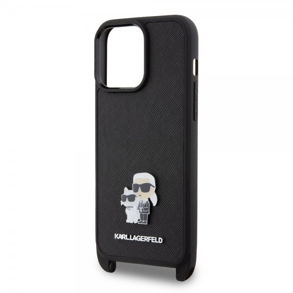 Karl Lagerfeld iPhone 15 Pro Max Skal Saffiano Karl & Choupette Crossbody Svart