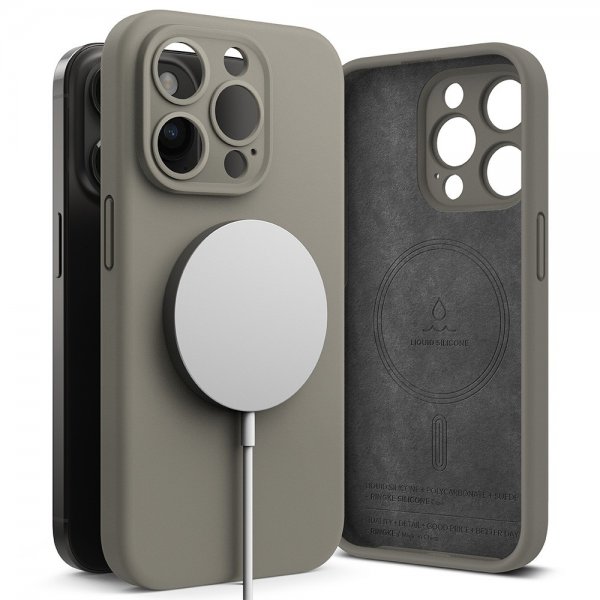 Ringke iPhone 15 Pro Max Skal Silicone Magnetic Grå