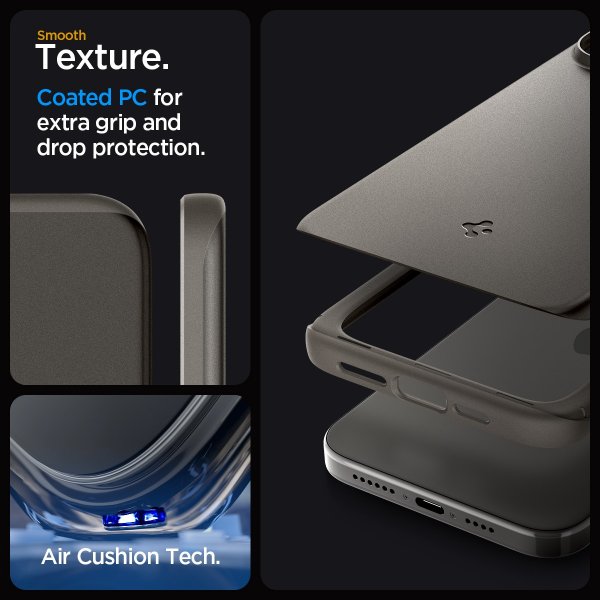 Spigen iPhone 15 Pro Max Skal Thin Fit Gunmetal