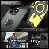 Spigen iPhone 15 Pro Max Skal Tough Armor MagFit Abyss Green