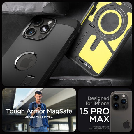 Spigen iPhone 15 Pro Max Skal Tough Armor MagFit Svart