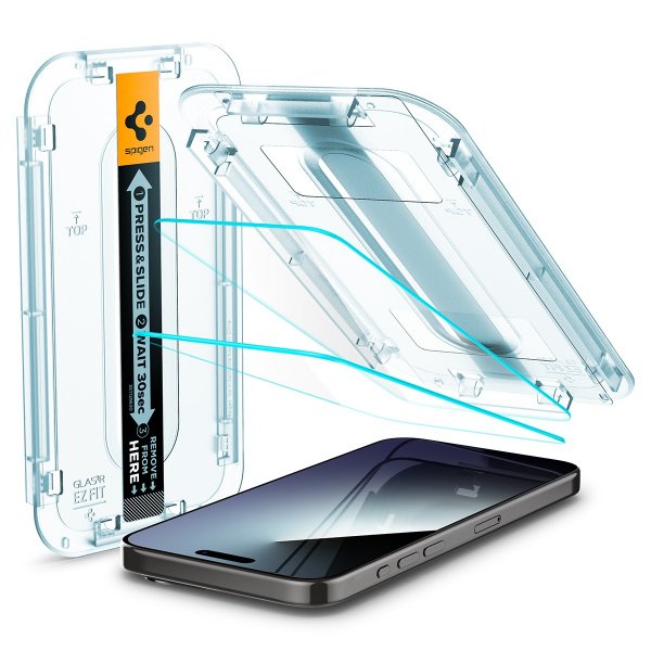Spigen iPhone 15 Pro Max Skärmskydd GLAS.tR EZ Fit 2-pack