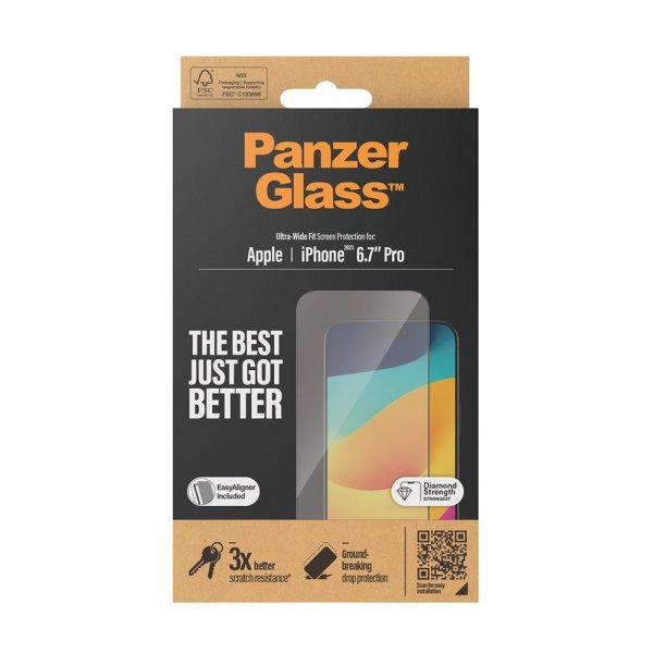 PanzerGlass iPhone 15 Pro Max Skärmskydd Ultra-Wide Fit EasyAligner