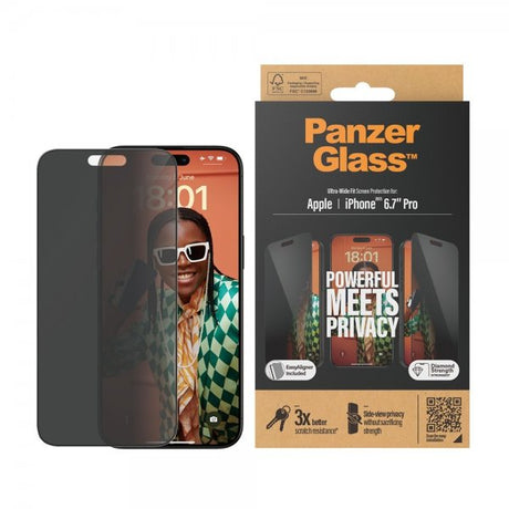 PanzerGlass iPhone 15 Pro Max Skärmskydd Ultra-Wide Fit Privacy EasyAligner