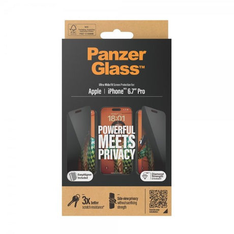 PanzerGlass iPhone 15 Pro Max Skärmskydd Ultra-Wide Fit Privacy EasyAligner