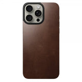 Nomad iPhone 15 Pro Max Skin Magnetic Leather Back Horween Rustic Brown