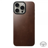 Nomad iPhone 15 Pro Max Skin Magnetic Leather Back Horween Rustic Brown