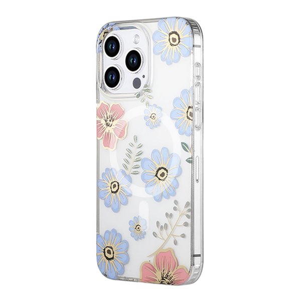 iPhone 15 Pro Skal Blommönster MagSafe Röd Blå