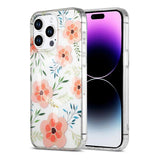 iPhone 15 Pro Skal Blommönster MagSafe Rosa