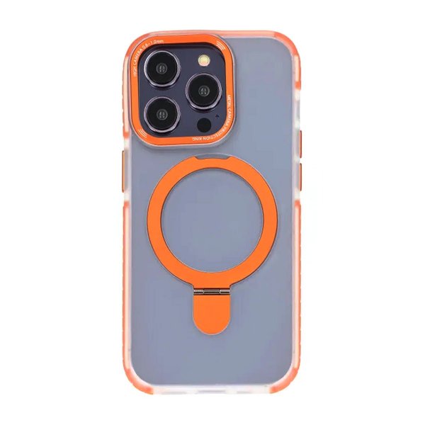 iPhone 15 Pro Skal MagSafe Utfällbar med Stativ Orange