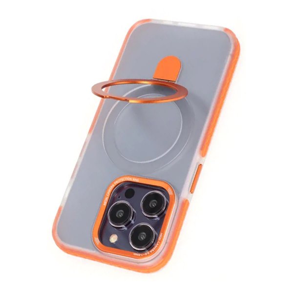 iPhone 15 Pro Skal MagSafe Utfällbar med Stativ Orange