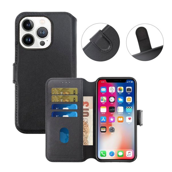 Rvelon iPhone 15 Pro Fodral Äkta Läder Svart