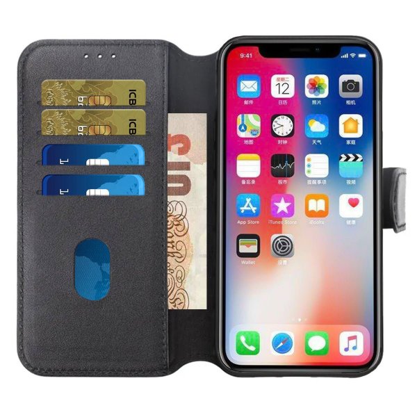 Rvelon iPhone 15 Pro Fodral Äkta Läder Svart