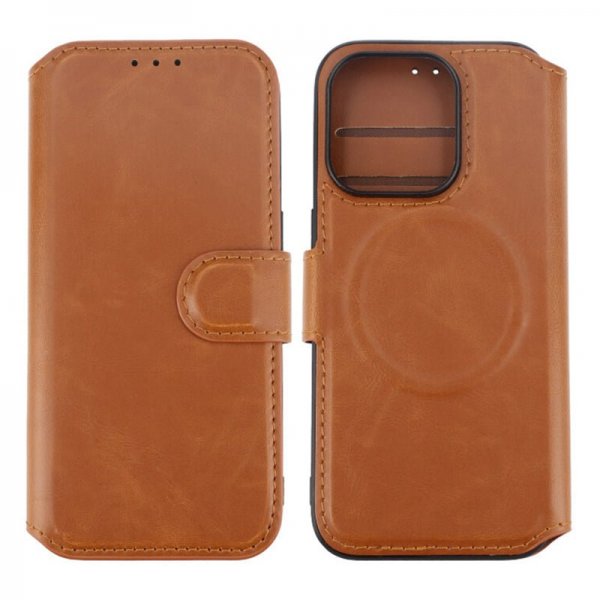 Rvelon iPhone 15 Pro Fodral 4 Kortfack MagSafe Brun