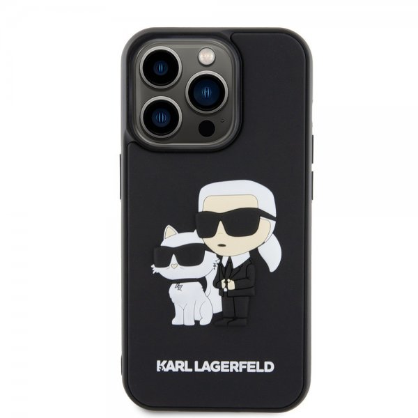 Karl Lagerfeld iPhone 15 Pro Skal 3D Rubber Karl & Choupette Svart