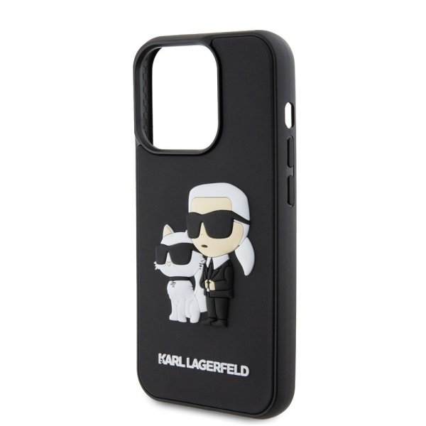 Karl Lagerfeld iPhone 15 Pro Skal 3D Rubber Karl & Choupette Svart