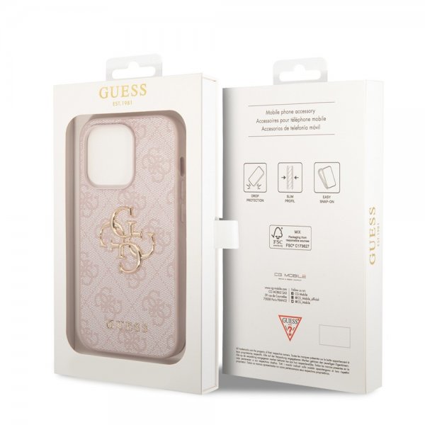 Guess iPhone 15 Pro Skal 4G Logo Rosa