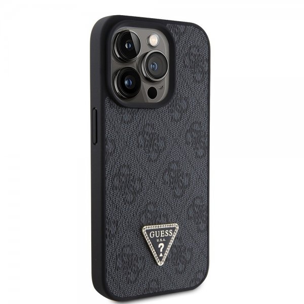 Guess iPhone 15 Pro Skal 4G Metal Triangle Strass Svart
