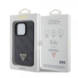 Guess iPhone 15 Pro Skal 4G Metal Triangle Strass Svart
