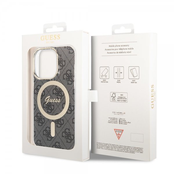 Guess iPhone 15 Pro Skal 4G Pattern MagSafe Svart