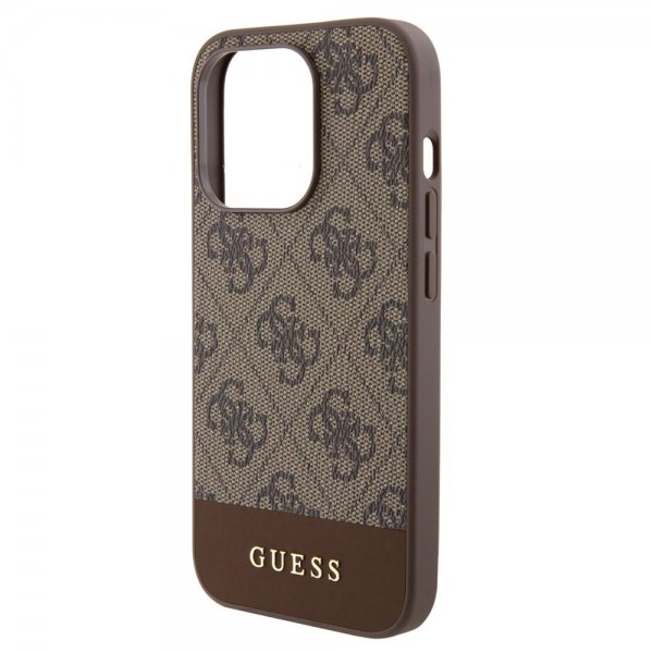 Guess iPhone 15 Pro Skal Bottom Stripe MagSafe Brun