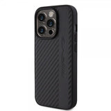 Mercedes Benz iPhone 15 Pro Skal Carbon Effect Leather Stripe AMG Svart