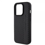 Mercedes Benz iPhone 15 Pro Skal Carbon Effect Leather Stripe AMG Svart